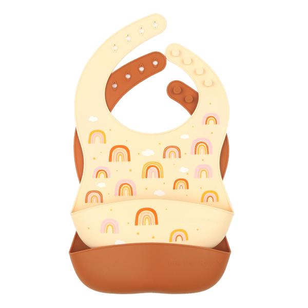 A Little Lovely Company - sada dvou silikonových bryndáků - duha