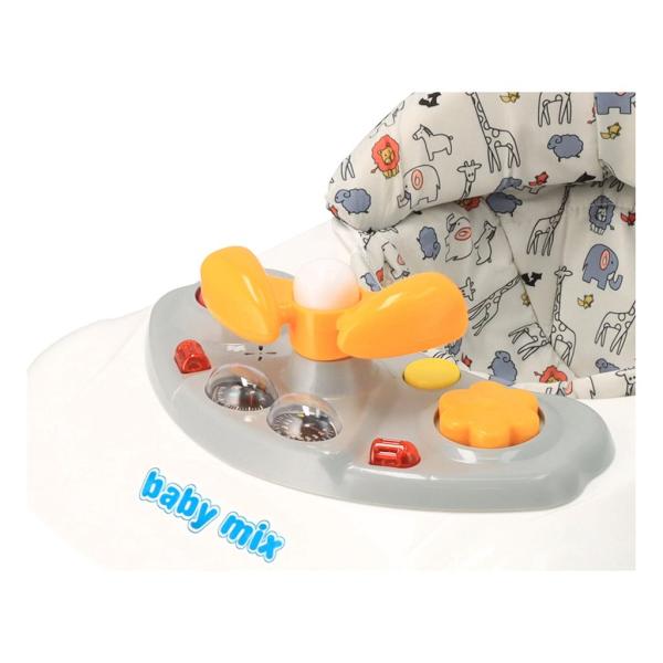 Dětské chodítko Baby Mix s volantem a silikonovými kolečky šedé (obrázek 3)