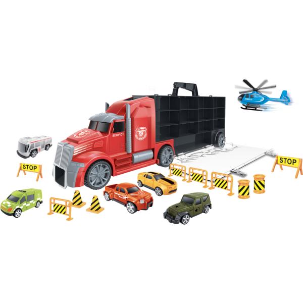 CITY SERVICE CAR - Trattore con auto ed elicottero 55 cm