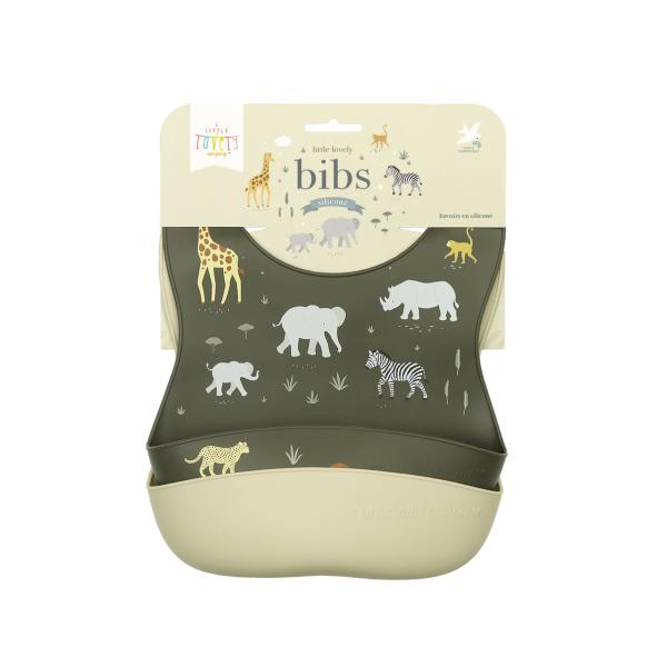 A Little Lovely Company – sada dvou silikonových bryndáků – zvířata ze savany