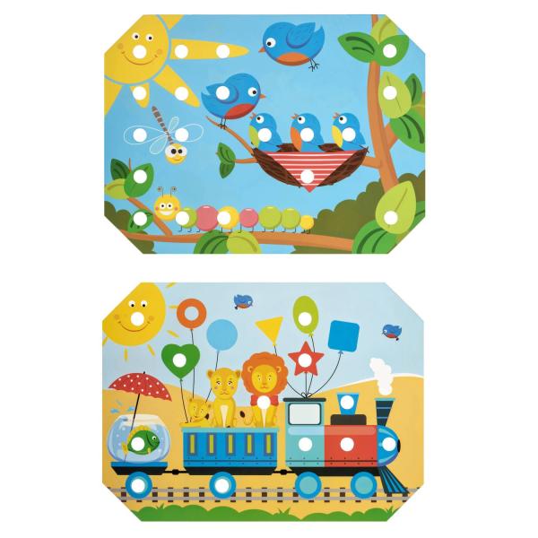 Lucy & Leo 321 Mozaika s pinzetou a vyšívání – dřevěný herní set s předlohami