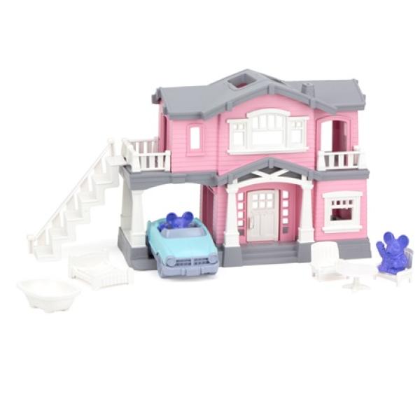 Green Toys Ružový dom s 9 ks príslušenstva