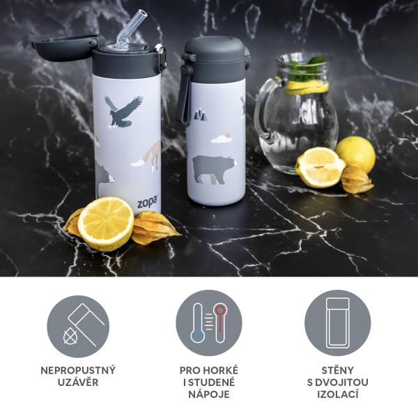 Termoska na tekutiny s brčkem 400 ml, Safari (obrázek 3)