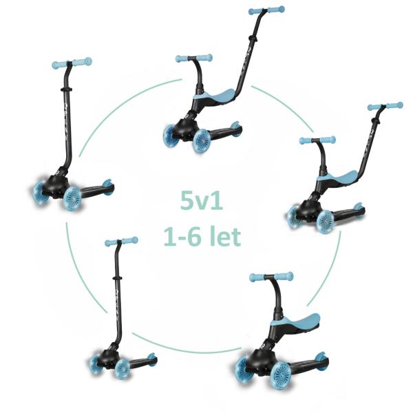 QPLAY Patinete / correpasillos Sema Evo con luces LED Sky Blue, edad 1 - 6 años, hasta 50 kg