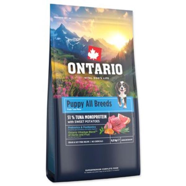 Krmivo Ontario Puppy All Breeds Monoprotein Tuna & Sweet Potatoes 6,5kg (obrázek 6)