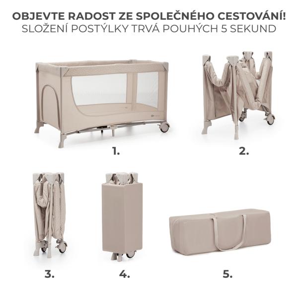 KINDERKRAFT Postýlka cestovná Joy 2 Beige (obrázek 3)