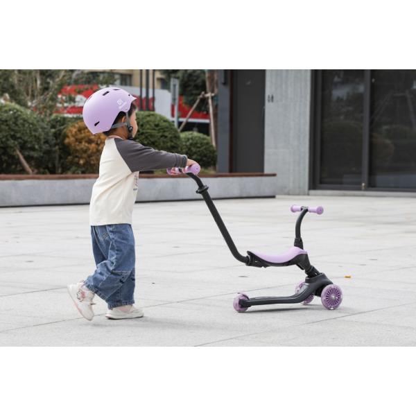 QPLAY Koloběžka / odrážedlo Sema Evo s LED světly Violet, věk 1 – 6 let, do 50 kg