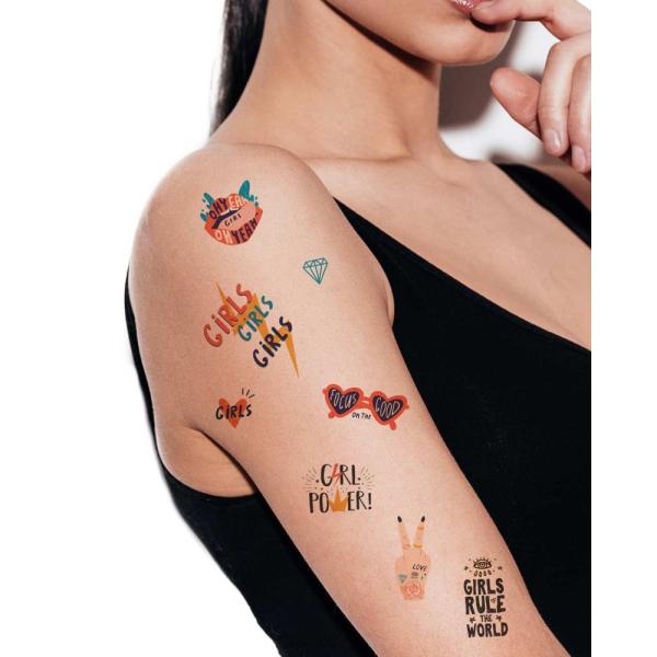 TATTonMe Voděodolné dočasné tetovačky pro dívky Girls Power mix
