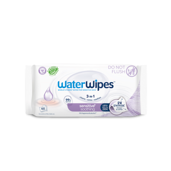 6x WATERWIPES Obrúsky vlhčené Soothing clean bez obsahu plastov 60 ks ( 360 ks )
