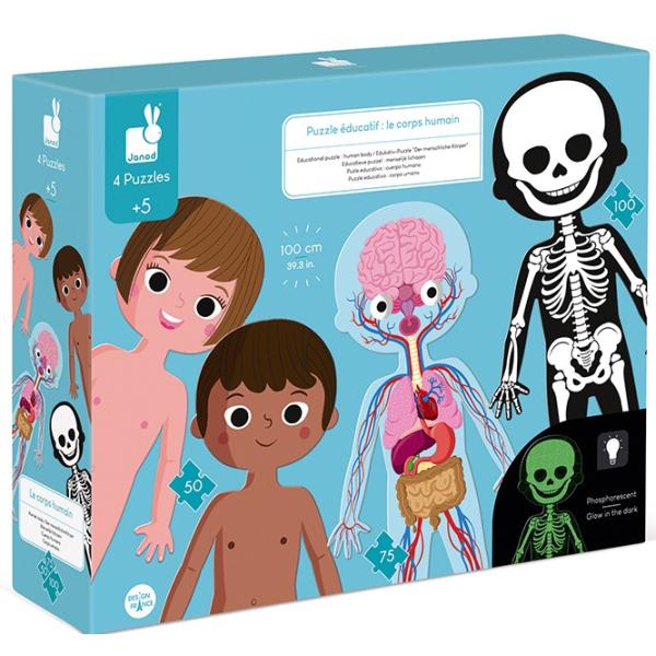 Janod Puzzle Vzdelávacie Ľudské telo 50-75-100 ks