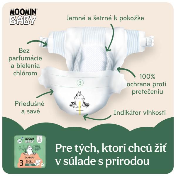 Moomin Baby 3 Midi 5–8 kg (48 ks), eko pleny (obrázek 4)