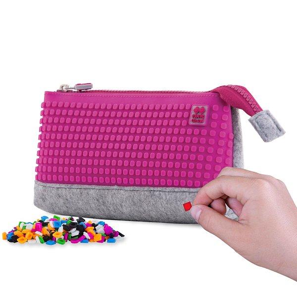 PIXIE CREW velké pouzdro ŠEDÉ/FUCHSIOVÉ