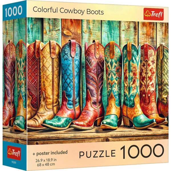 Trefl Puzzle 1000 USA Collection: Barevné kovbojské boty