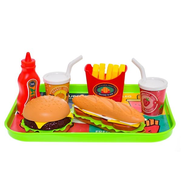 Fast Food set potravín a nápojov 6ks s podnosom 26x19cm