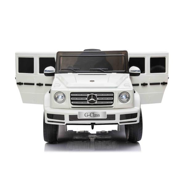Elektrické autíčko Mercedes G500 12V, bílé, 2,4 GHz dálkové ovládání, USB / SD Vstup, o