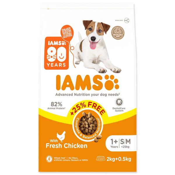 Krmivo IAMS Dog Adult Small & Medium Chicken 2kg + 500g ZDARMA