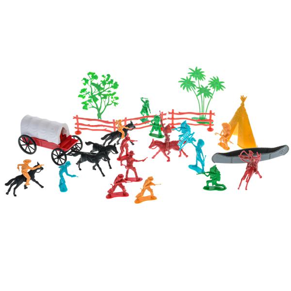 Sada western figurky 31ks s kočárem a doplňky