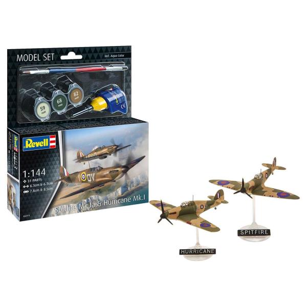 ModelSet letadlo 63771 – Spitfire Mk.Ia & Hurricane Mk.I (1:144)