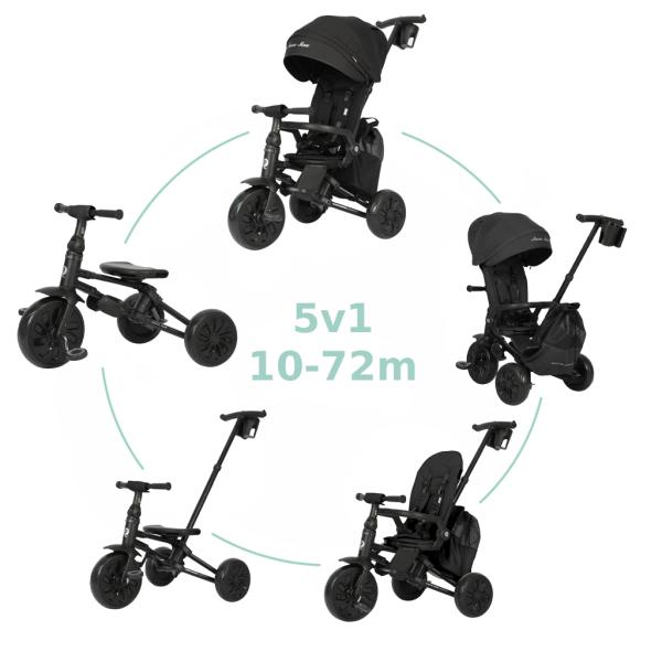 QPLAY Trojkolka Nova Max 5v1 Black, 10-72 mesiacov