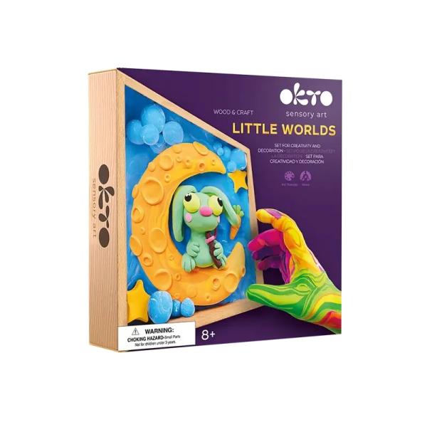 OKTO Modelování Malý svět v rámečku motiv "Zajíček na měsíci" 21x21 cm