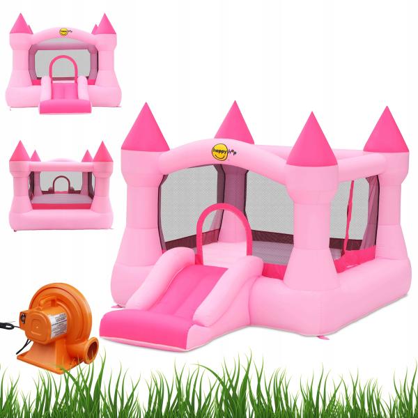 Happy Hop – Skákací nafukovací hrad se skluzavkou růžový