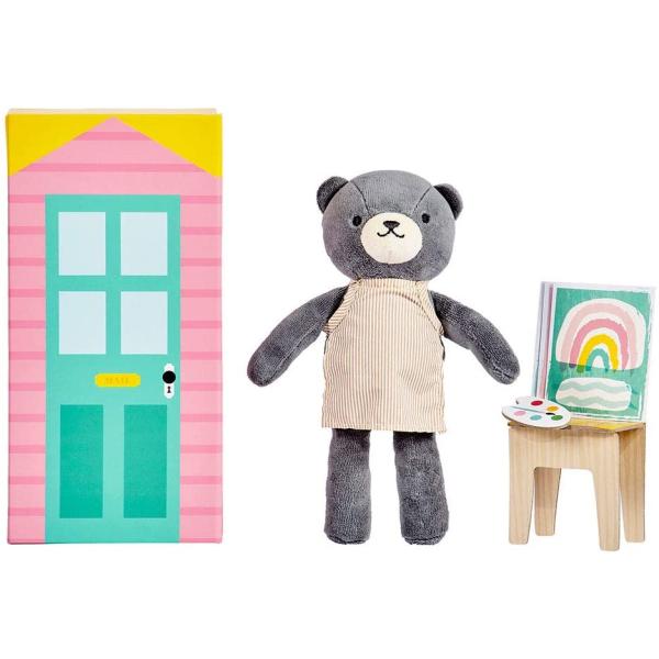 Petit Collage Plyšová medvědice v malířském studiu