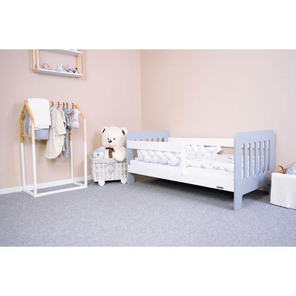 Dětská postel se zábranou New Baby ERIK 140×70 cm bílá-šedá
