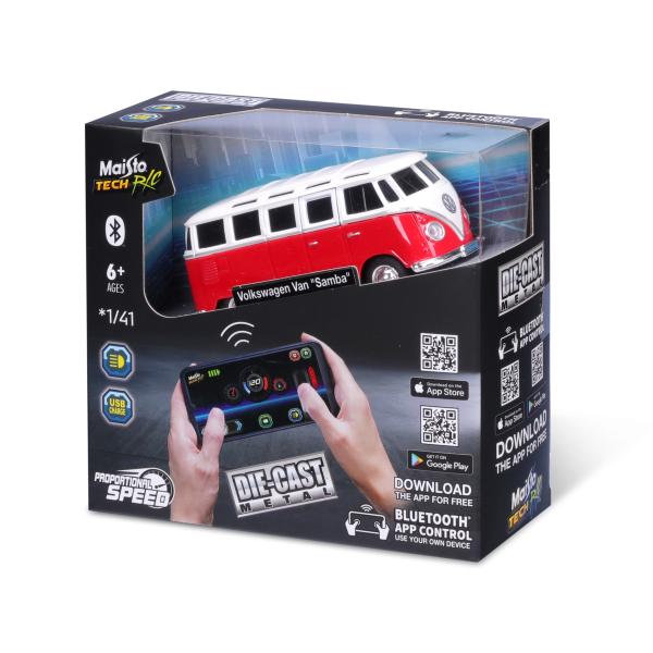 Maisto RC - DIE-CAST METAL se světly, Volkswagen Van Samba, 1:41, 2,4 GHz, USB, XTR, Blu (obrázek 7)