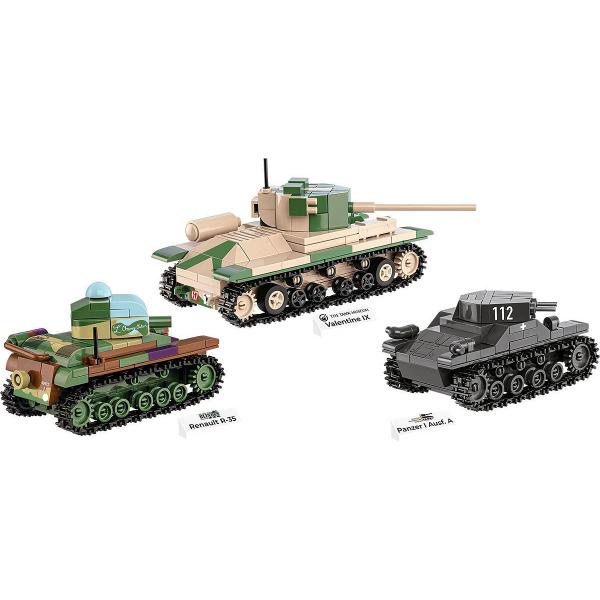 Cobi 3 tanky: Panzer I, Valentine IX, Renault R, 1:35, Muzeum tanků, Les Blindes in Sau