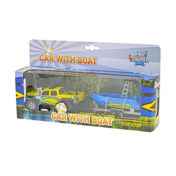 Kids Globe Traffic tahač s lodí kov 27cm zpětný chod na baterie se světlem a zvukem (obrázek 4)