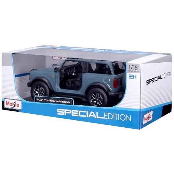 Maisto - 2021 Ford Bronco Badlands (bez dveří), modrý, 1:18 (obrázek 3)