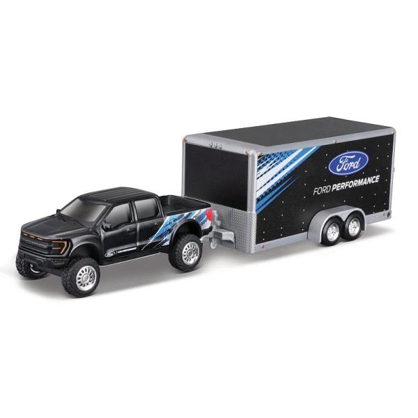 Maisto - Design Tow & Go, 2021 Ford F-150 SVT Raptor Car Trailer, 1:64