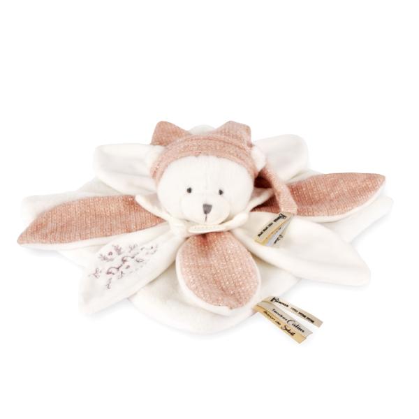 Doudou Dárková sada Plyšový muchláček medvídek s čepičkou 25 cm růžový (obrázek 3)