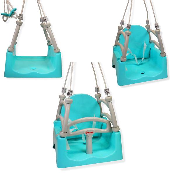 DOLONI dětská houpačka 3 v 1 tyrkysově šedá