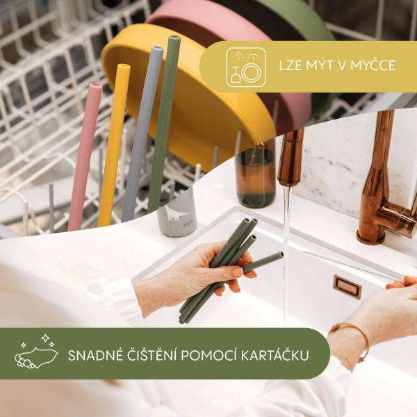 Silikonová brčka 4ks, Dove Grey (obrázek 3)