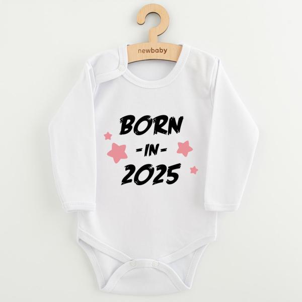 Dětské body s potiskem New Baby BORN IN 2025 pink 62 (3-6m)