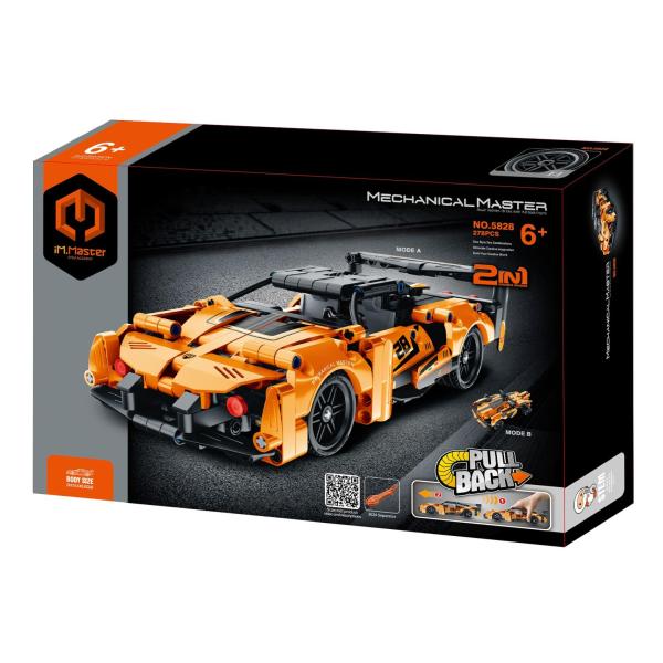 iM.MASTER Stavebnice 2v1 auto na zpětné natažení plast 278 dílků oranžové
