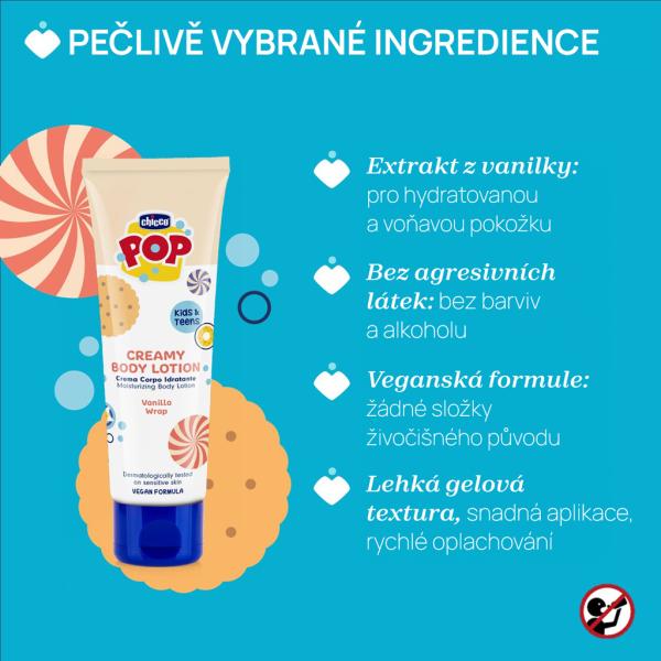 CHICCO Krémové tělové mléko Vanilla POP pro děti a teenagery 150ml (obrázek 4)