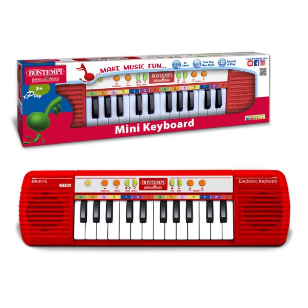 Bontempi Mini Klávesy, 24 kláves, 10 melódii, funkcia učenia, nahrávanie
