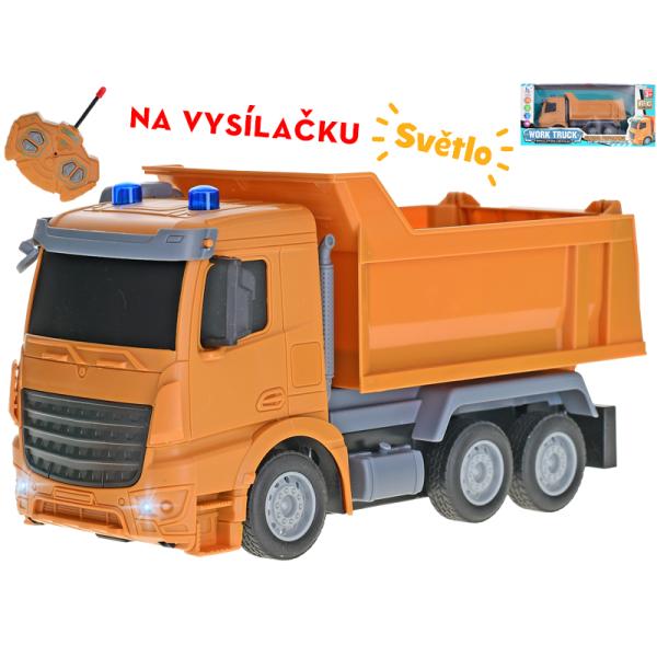 R/C auto stavební sklápěčka 23cm plná funkce 27MHz na baterie se světlem