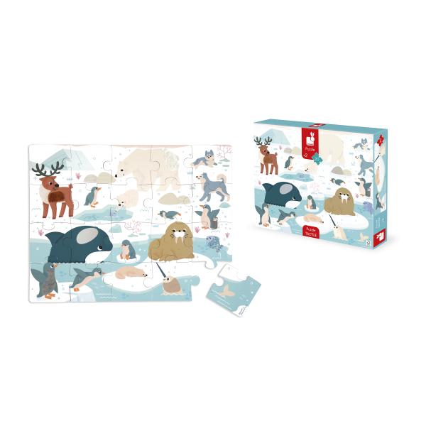 Janod Puzzle dotykové senzorické Polární kruh s různými povrchy 20 ks