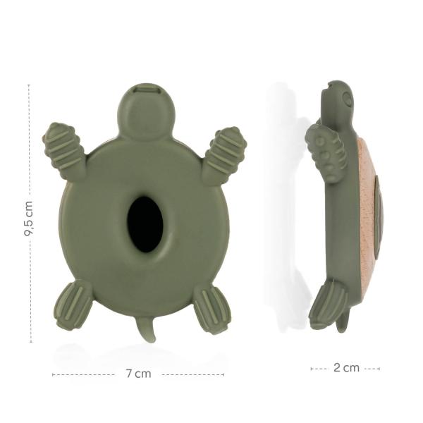 Silikonové dřevěné kousátko Turtle, Forest Green (obrázek 5)