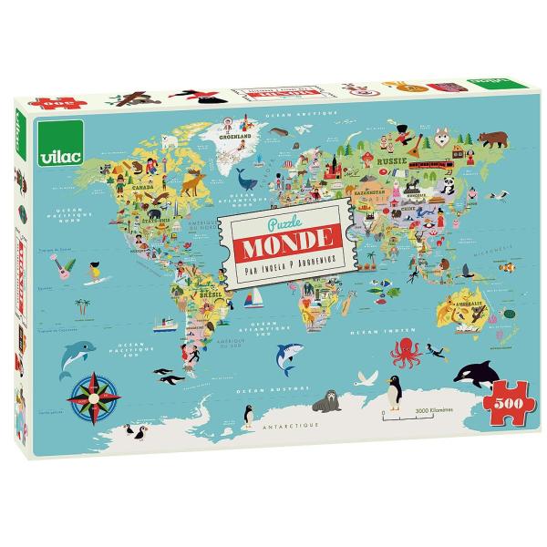 Vilac Puzzle Mapa světa 500 dílků