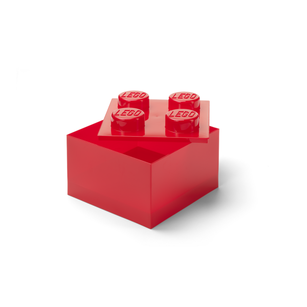 Room Copenhagen Lego Storage Brick 4 Manopole Rosso Traslucido – Scatola Portaoggetti Impilabile In Plastica Con Coperchio, Per Bambini E Adulti, Organizer Da Scrivania E Scatola Dei Giocattoli-image
