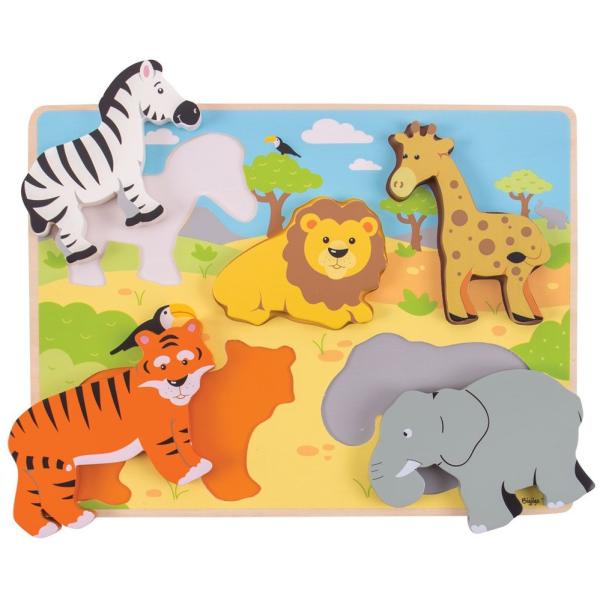 Bigjigs Toys Hrubé vkládací puzzle safari