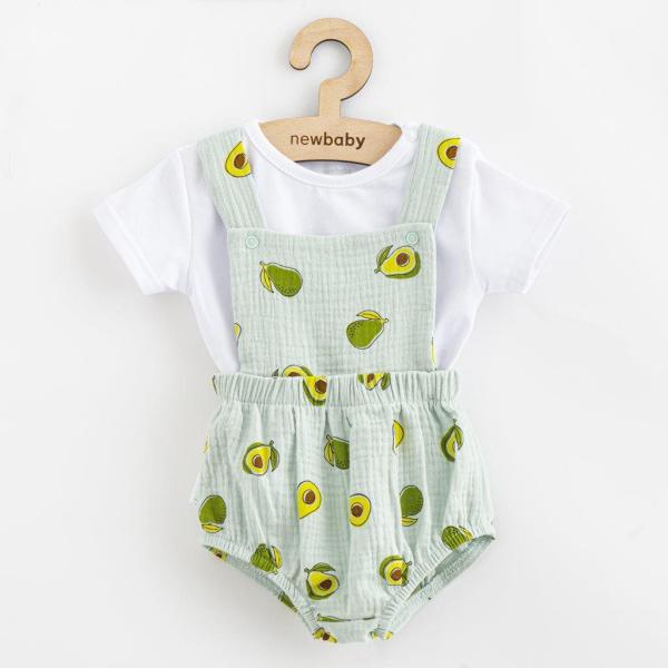 Mušelínový dojčenský set Kraťasy a Tričko New Baby Avocado 74 (6-9m)