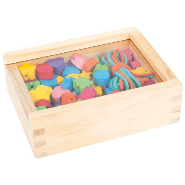 Small Foot Dřevěné navlékací korálky tvary v krabičce (obrázek 2)