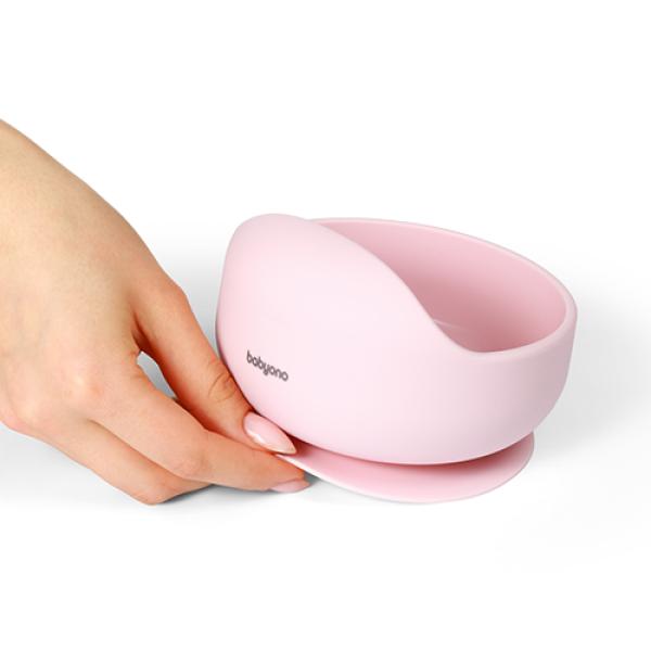 BABYONO Silikonová dudlíková miska s prísavkou - pink 6m+ (obrázek 3)
