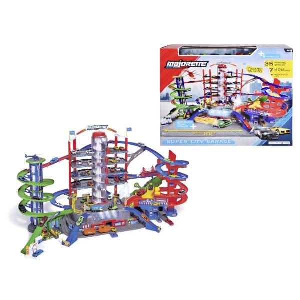 Garáž Super City + 6 autíček a vlak