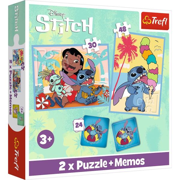 Trefl Sada 3v1 Lilo&Stitch: Šťastný den (2x puzzle + pexeso)